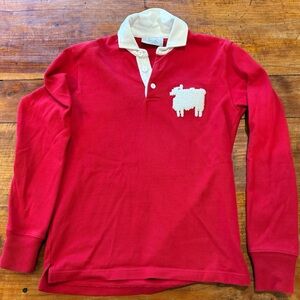 Rowing Blazers x Warm & Wonderful Red Rugby Sheep Princess Diana Polo, XS